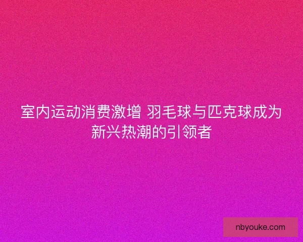 室内运动消费激增 羽毛球与匹克球成为新兴热潮的引领者