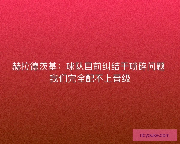 赫拉德茨基：球队目前纠结于琐碎问题 我们完全配不上晋级