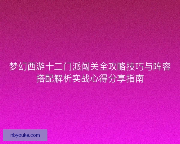 梦幻西游十二门派闯关全攻略技巧与阵容搭配解析实战心得分享指南