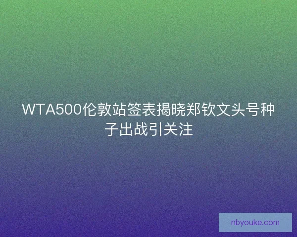 WTA500伦敦站签表揭晓郑钦文头号种子出战引关注