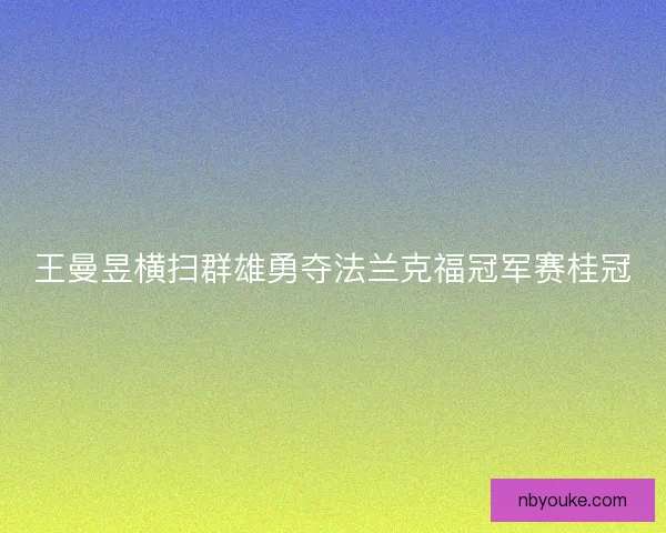 王曼昱横扫群雄勇夺法兰克福冠军赛桂冠