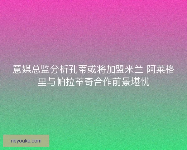意媒总监分析孔蒂或将加盟米兰 阿莱格里与帕拉蒂奇合作前景堪忧